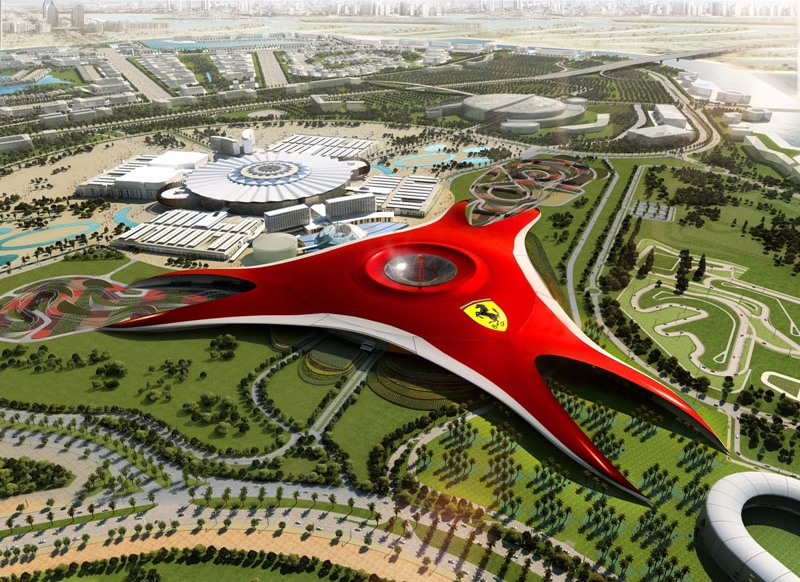 cong vien giai tri ferrari world chup hinh ben ngoai